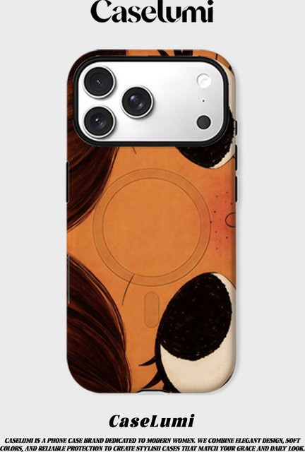 CaseLumi Matte Bumper MagSafe Schutzhülle für iPhone 17 16 15 14 13 Pro Max mit Augen-Kunst-Design in Orange - Bild 1