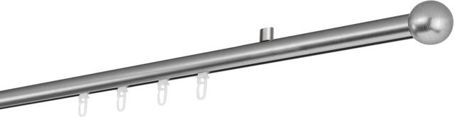 Ondeco Gardinenstange auf Maß mit Innenlauf 20mm und Deckenträger in Edelstahl-Optik, 1-läufig, Breite: 370 cm - Bild 1