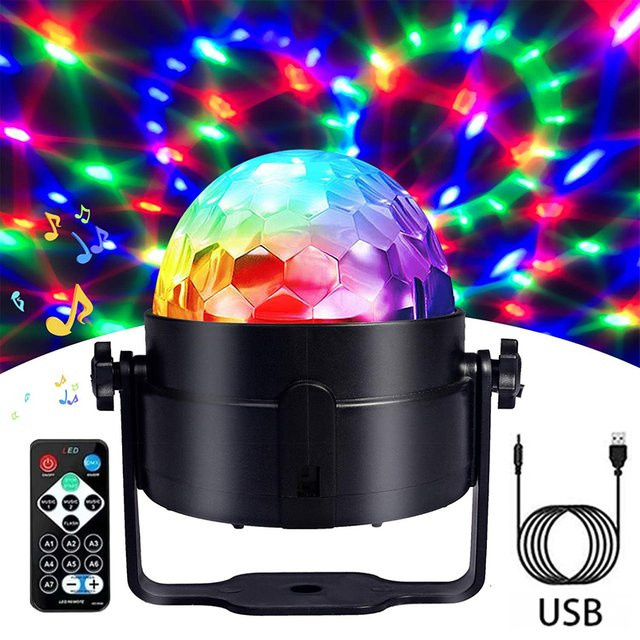 KDULIT RGB LED Discokugel Partybeleuchtung mit Rotationseffekten in Multicolour, B/T/H: 15,5 x 9,7 cm - Bild 1