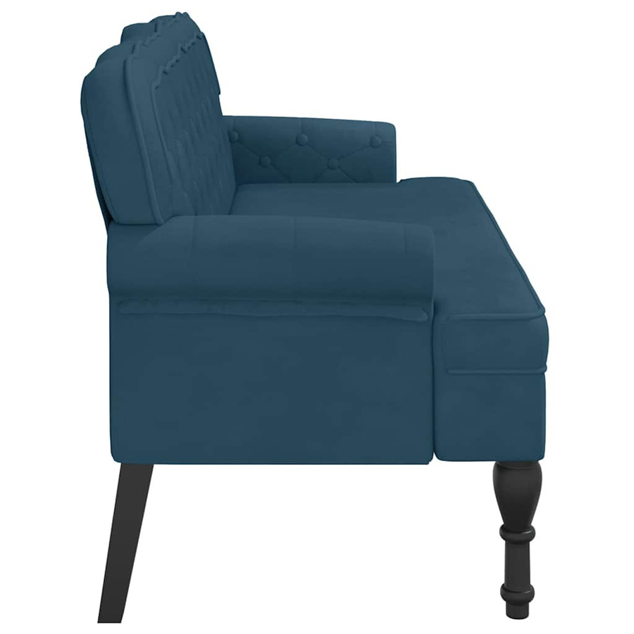 vidaXL Sitzbank mit Rückenlehne aus Samt in Blau, B/T/H: 119,5 x 64,5 x 75 cm - Bild 3