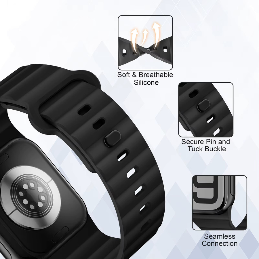 Sportarmband Silikon, Schwarz, Unisex, für Apple Watch - Bild 3