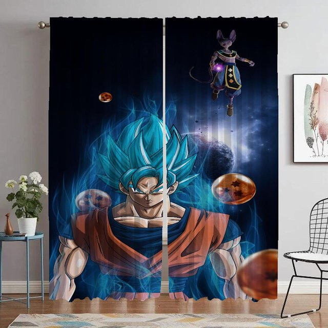 Drachen Heim Innenvorhänge aus Tüll für Wohnzimmer und Schlafzimmer, 2 Stück, Blau, B: 50 cm, H: 70 cm - Bild 1
