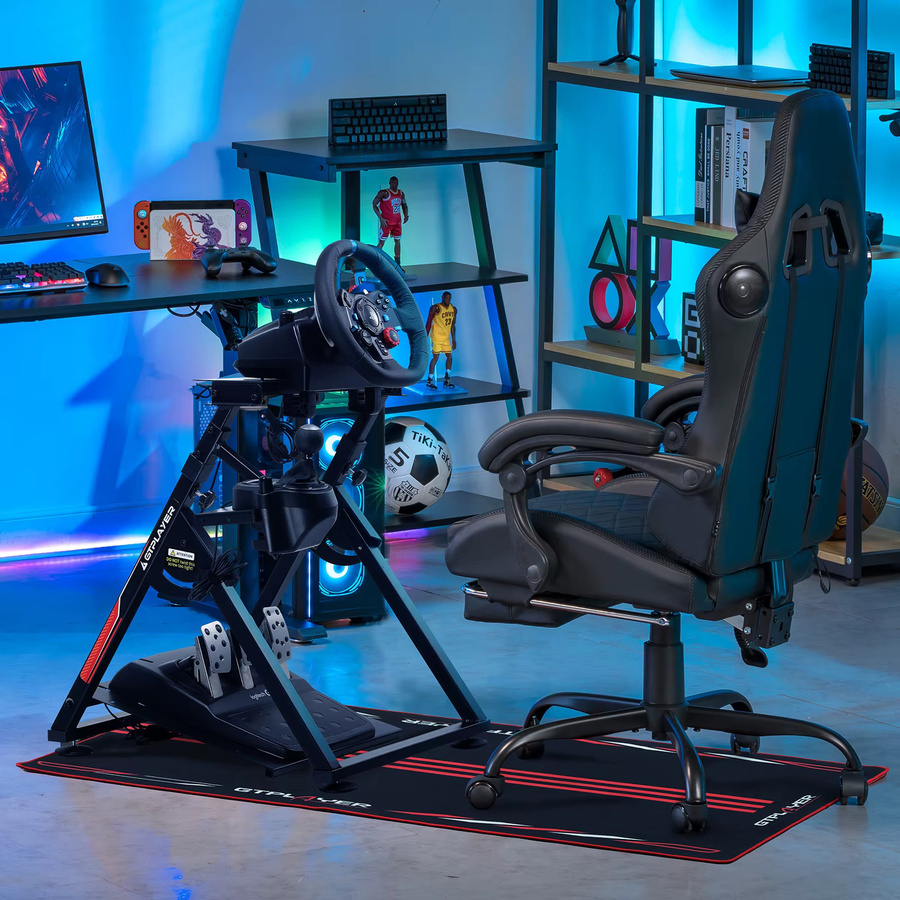 GTPLAYER Lenkradständer mit neigungsverstellbarem Gestell und Schalthebelhalterung in Schwarz, kompatibel mit PS4, Xbox und PC - Bild 5