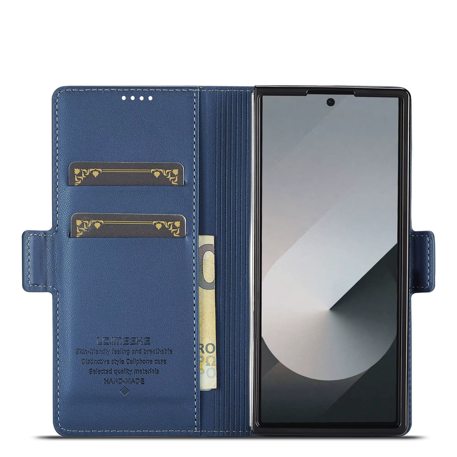 Luxuriöse Leder-Handyhülle für Samsung Galaxy Z Fold 7, 6, 5, 4, 3 in Blau mit Kartenfach - Bild 2