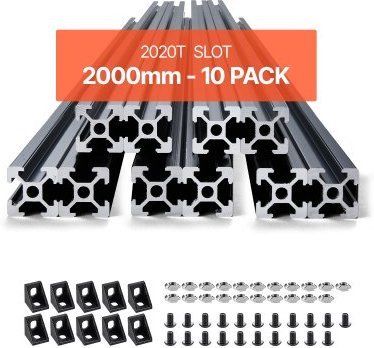 VEVOR 10er Set Aluminium Extrusion Profile 2020 T-Slot, eloxierte Linearschiene nach europäischem Standard für 3D-Drucker, CNC-Maschinen und Lasergravur, Schwarz, Länge: 200 cm - Bild 1