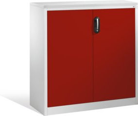 C+P Akten-Sideboard Acurado mit Drehtüren, 3 Ordnerhöhen, Front Rubinrot, Korpus Lichtgrau, H: 120 cm, B: 120 cm, T: 40 cm - Bild 1