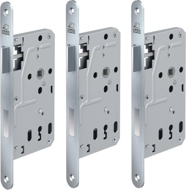 BASI Zimmertürschloss ES 927 BB DIN Rechts/Links Rundstulp 20 mm Edelstahl Silber 3er Set - Bild 1