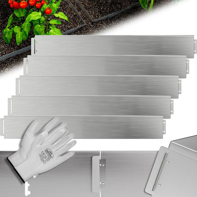 Beeteinfassung 5er-Set aus Metall in Silber, Gesamtlänge: 5 m, Höhe: 18 cm - Bild 1