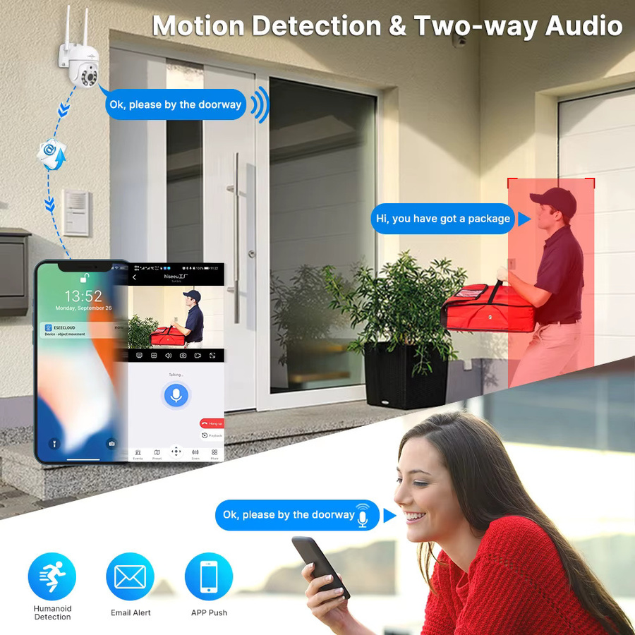 Hiseeu WLAN CCTV-Überwachungssystem mit 10CH NVR, 5MP PTZ IP-Kameras und Bullet-Kameras, Farbe: Weiß - Bild 4