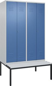 C+P Spind Classic PLUS Schwarz-Weiß mit integrierter Sitzbank, 4 Abteile, Verschluss mit Zylinderschloss, B/T/H: 212,0 x 120,0 x 81,5 cm - Bild 1