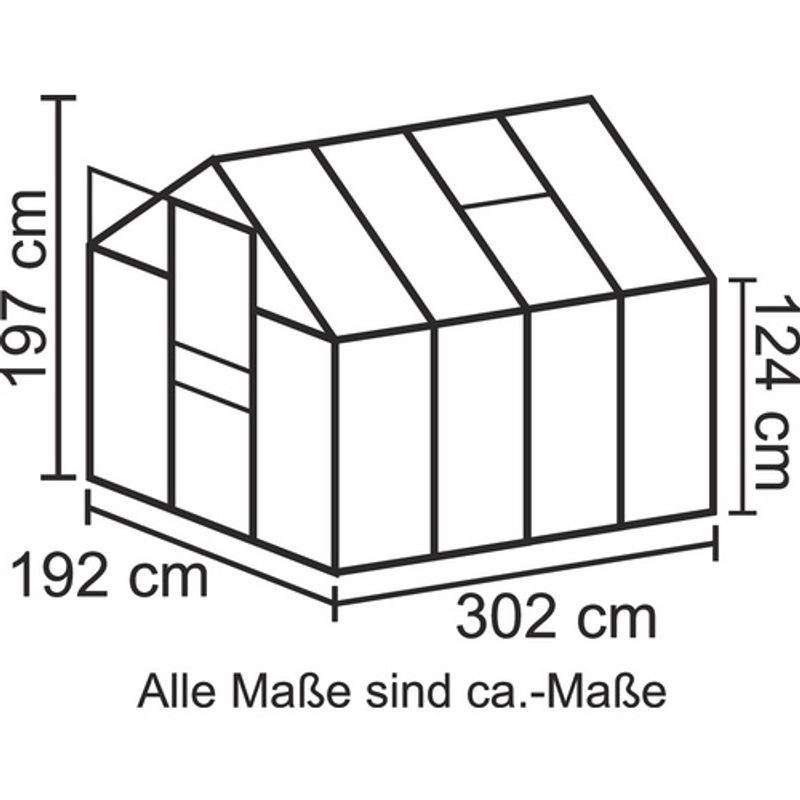 Vitavia Gewächshaus Calypso 5800 in Schwarz mit 5,8 m² Fläche, Polycarbonat-Platten und Schiebetür - Bild 6