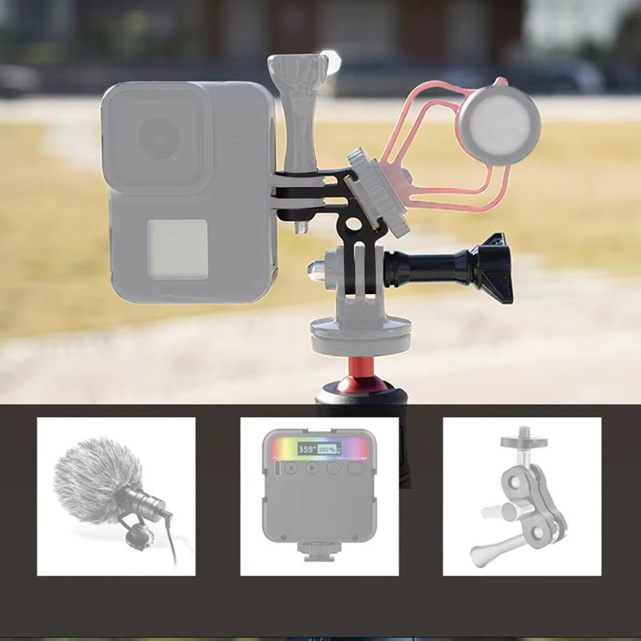 FEICHAO 90 Grad Stativ Adapter mit Rändelschraube und Kaltfuß für GoPro Hero 13 12 11 10 und Insta360 Action-Kameras, Schwarz - Bild 4