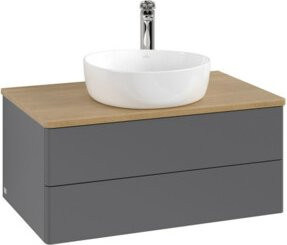 V&B Waschtischunterschrank Antao ohne Frontstruktur in Eiche Honig lackiert, B/T/H: 80 x 36 x 50 cm - Bild 1