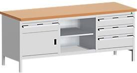 Kastenwerkbank cubio KW-2078-2.4 in Lichtgrau mit Holzoberfläche, B/T/H: 200 x 75 x 84 cm - Bild 1