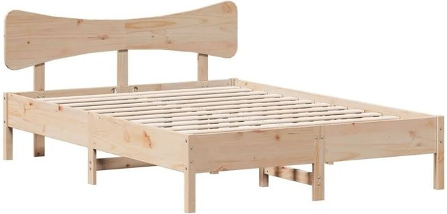 vidaXL Massivholzbett aus Kiefernholz in Braun mit rustikaler Optik, B/T/H: 100 x 200 cm - Bild 1