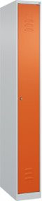 C+P Spind Classic PLUS mit 1 Abteil, Stahlkonstruktion, Zylinderschloss, Farbe: Lichtgrau/Reinorange, H x B x T: 185 x 25 x 50 cm - Bild 1