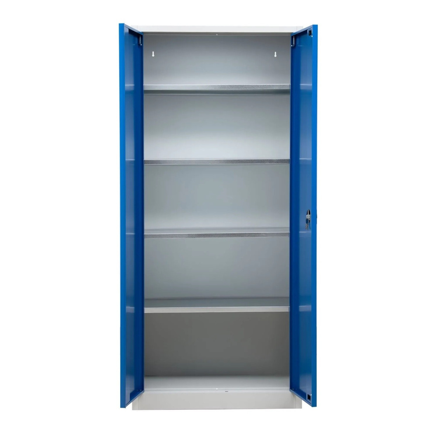 PROREGAL Stahlschrank Bee mit 6 Fachböden und Scharniertüren in Weiß-Blau, H x B x T: 195 x 92 x 50 cm - Bild 2