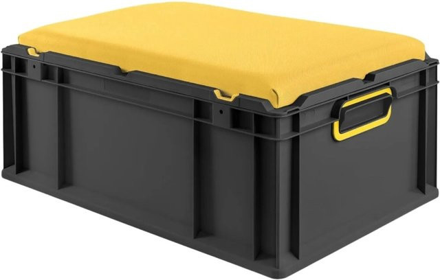 PROREGAL Eurobox Nextgen Seat Box Sitzbox Gelb Schwarz, H x B x T: 26,5 x 40 x 60 cm, 44 Liter - Bild 1