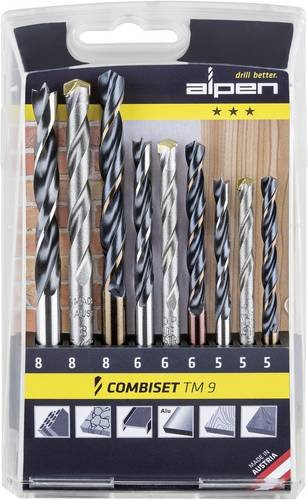 Alpen 9-teiliges Bohrer- und Bit-Sortiment für Metall, Stein, Beton, Holz und Mauerwerk in Multicolor - Bild 1
