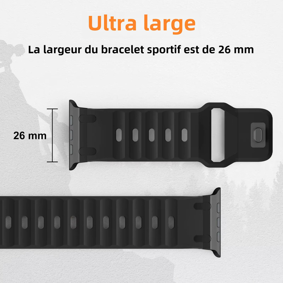 Uhrenarmband Silikon, Edelstahl, Schwarz, Unisex - Bild 3
