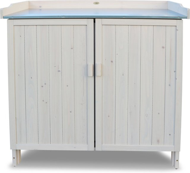 HABAU Gartentisch mit Unterschrank aus Holz und Metall in Grau, B/T/H: 95 x 48 x 48 cm - Bild 1