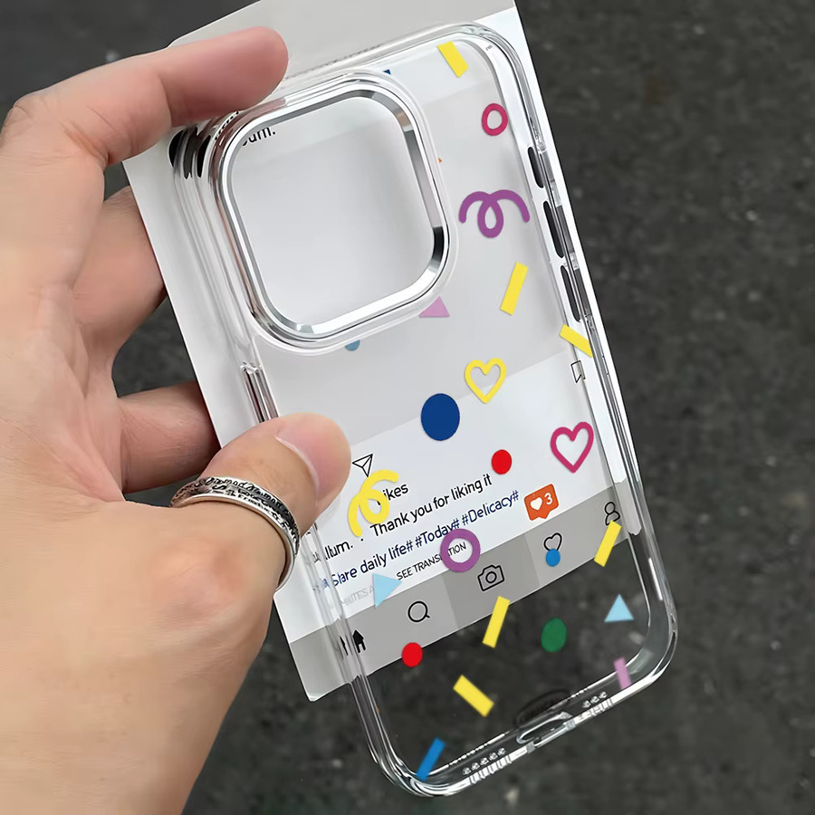 Caynes Transparente Handyhülle mit buntem Muster aus weichem TPU für iPhone 17 Pro Max, 16, 15, 14, 13, 12, 11 und Air, Stoßfeste Schutzhülle in Multicolour - Bild 3