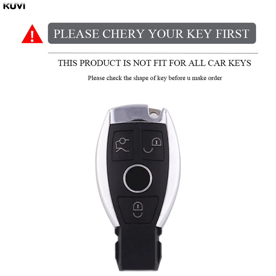 Kuvi Autoschlüsselhülle aus TPU mit Schlüsselanhänger für Mercedes Benz A B C E Klasse GLS GLA GLK CLS CLA W204 W205 W212 W463 W176, Farbe: Schwarz - Bild 2