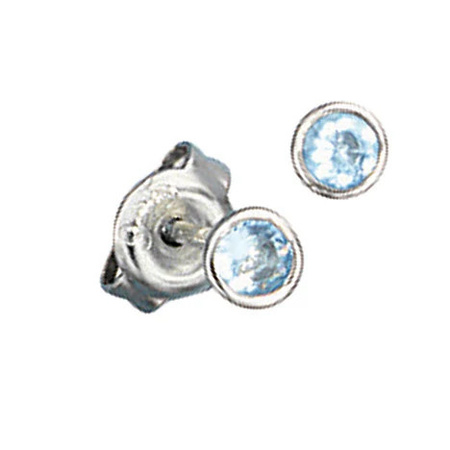SIGO Ohrstecker 925 Silber, Zirkonia, hellblau, rund
