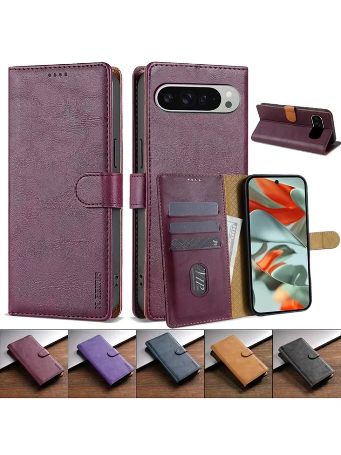 Leder Flip Brieftasche mit Schnalle für Google Pixel 10 Pro XL 9 8 7 6 in Blau mit Kartenfächern - Bild 6