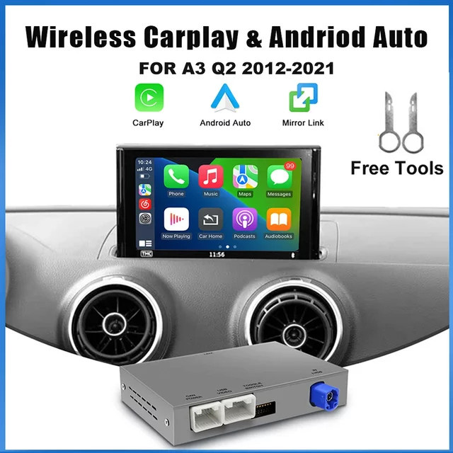 REEIIO Kabelloser CarPlay und Android Auto Adapter für Audi A3 Q2 8v (2013-2020) mit Mirror Link, AirPlay, Bluetooth und GPS-Navigation sowie Kamera-Unterstützung - Bild 1