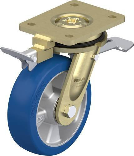 Blickle Lenkrolle LS-ALBS 160K-ST-RI4 mit Feststeller in Blau und Silber, Rad-Durchmesser: 160 mm, Tragfähigkeit: 580 kg - Bild 1