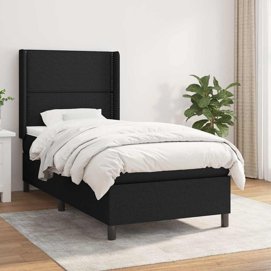 vidaXL Boxspringbett Hybrid mit Matratze und Taschenfederkern, Schwarz, B/T: 100 x 200 cm - Bild 2