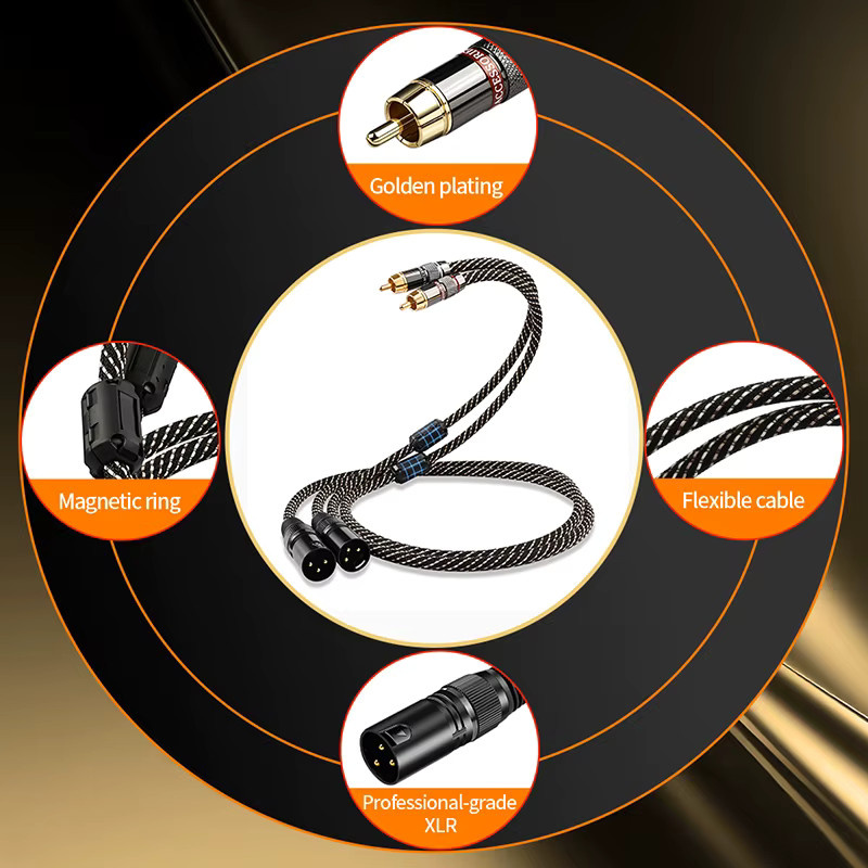 YYAUDIO HiFi RCA zu XLR Symmetrisches Audiokabel in Schwarz aus hochreinem OFC-Kabel für Mischer, Verstärker und Studioeinsatz - Bild 3