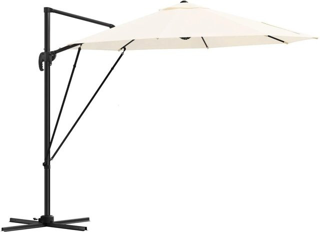 WOLTU Sonnenschirm mit UPF 50+ Sonnenschutz, 360 Grad drehbar, aus Metall und Polyestergewebe, Farbe: beige oder grau, Höhe: 295 cm, Breite: 256 cm - Bild 1