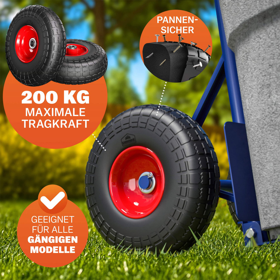 Gardebruk 2er-Set Sackkarrenräder aus Vollgummi in Schwarz und Rot - Bild 2