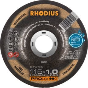Rhodius PROline XTK38 Extradünne Trennscheibe für Metall in Schwarz, Durchmesser: 115 mm, Dicke: 1,0 mm, Bohrung: 22,23 mm - Bild 1