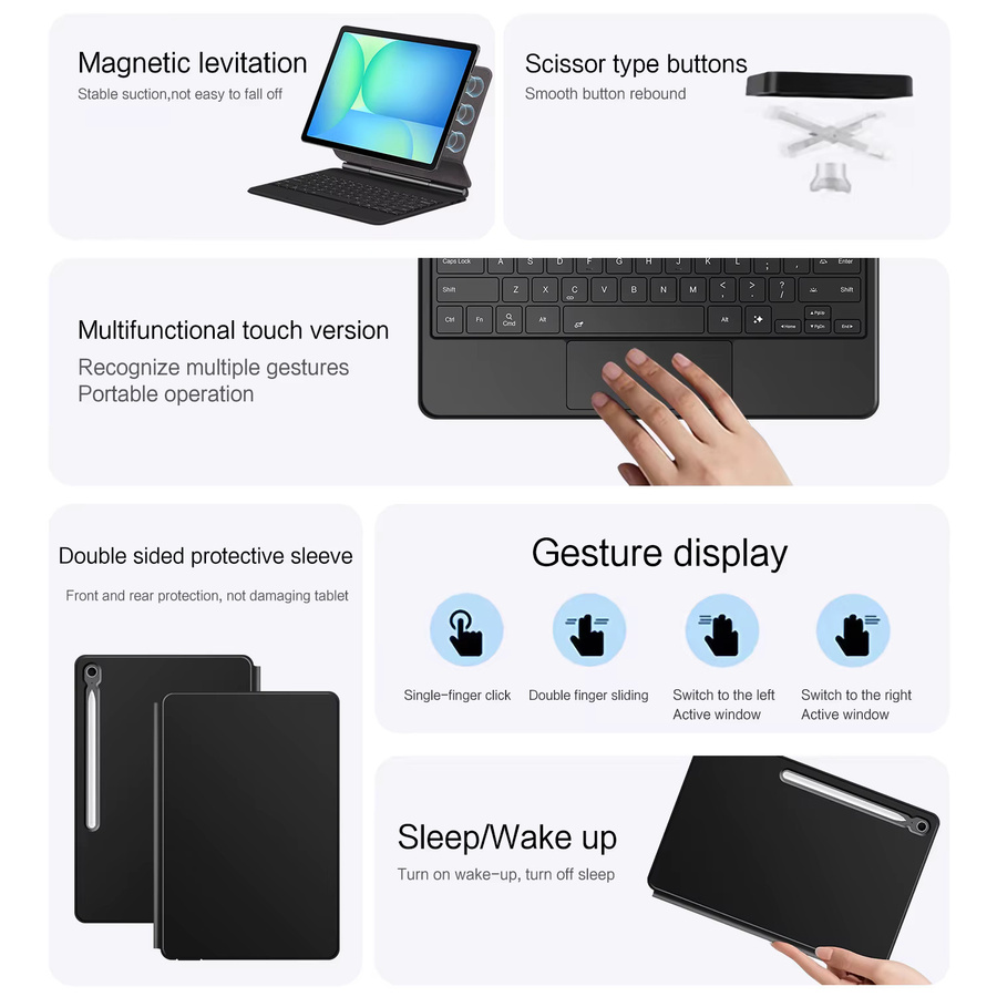 Magische Tastatur Hülle für Samsung Galaxy Tab S11 S10 S9 S8 S7 FE Plus Ultra in Weiß - Bild 3