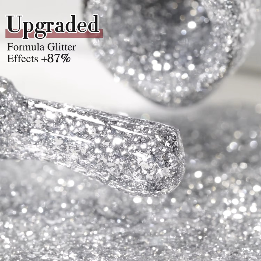 QAZIXU Nagelgel, Silber Glitter, 10 ml - Bild 2