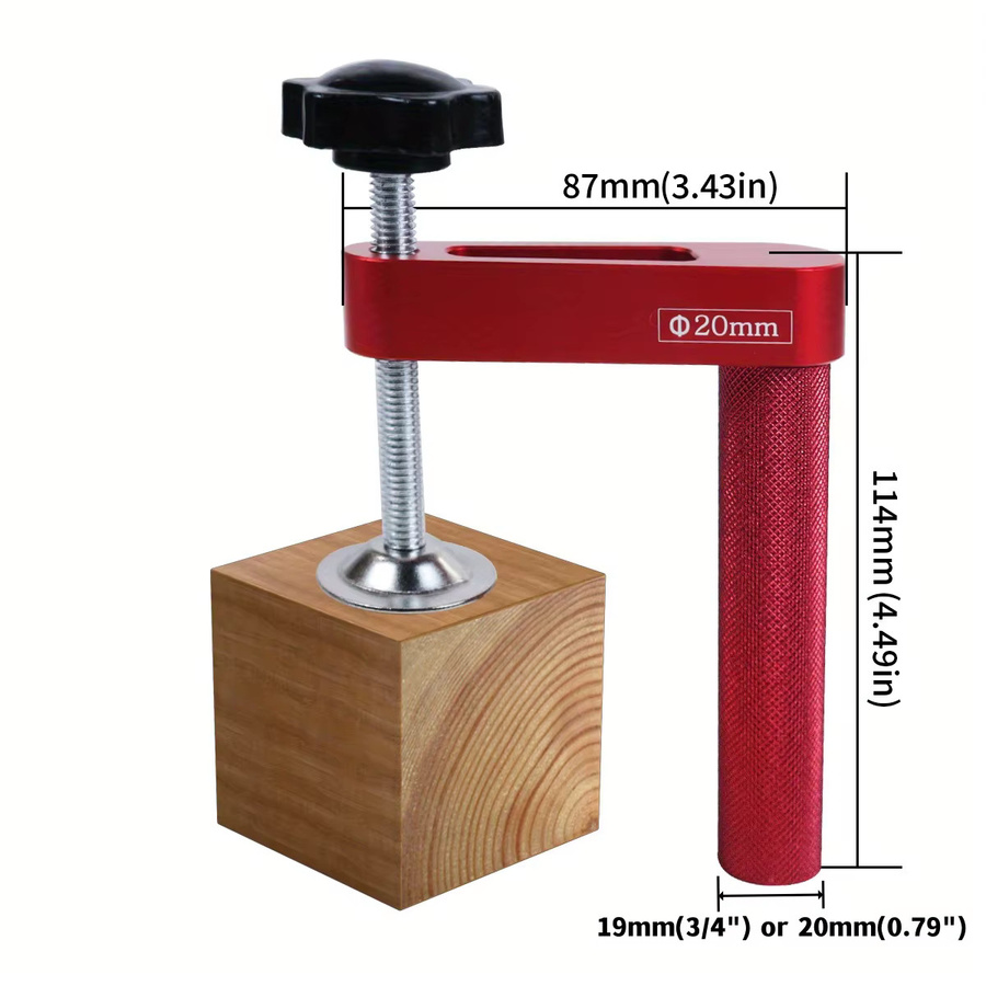 QDHWOEL Hundeloch-Klemme aus Aluminiumlegierung in Rot für die Holzbearbeitung mit 19mm und 20mm Anschlag - Bild 2