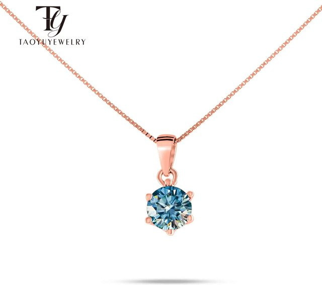 Anhänger Halskette, Moissanit, 1 Karat, 925 Silber, Roségold, Unisex - Bild 1