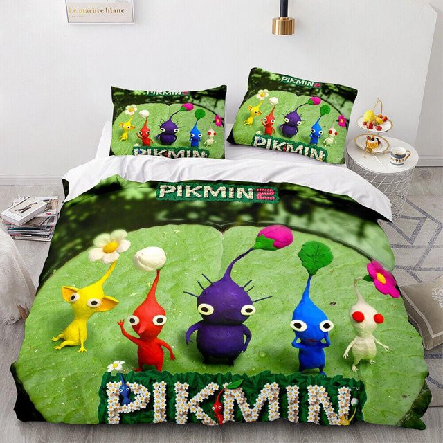 Allbestart Pikmin Bettwäscheset mit Motiv Hocotate und Olimar, 2-teilig aus Mikrofaser, Mehrfarbig, B/H: 210 x 210 cm - Bild 1