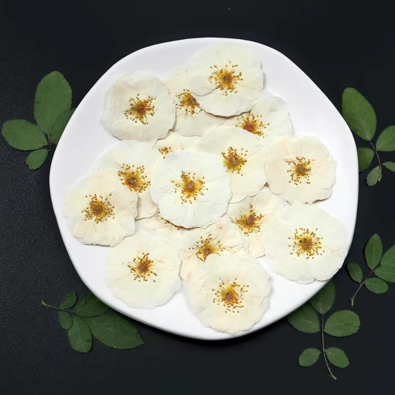 Natürliche weiße Rosenblätter als gepresste getrocknete Blumen für DIY-Handwerk, Epoxidharz und Dekoration - Bild 3