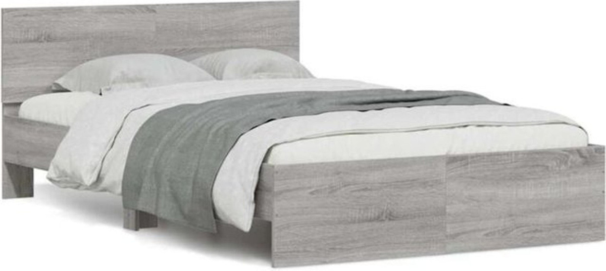 Modernes Bettgestell mit Kopfteil und LED-Beleuchtung von Vidaxl in Grau, B/T/H: 140 x 200 cm - Bild 1