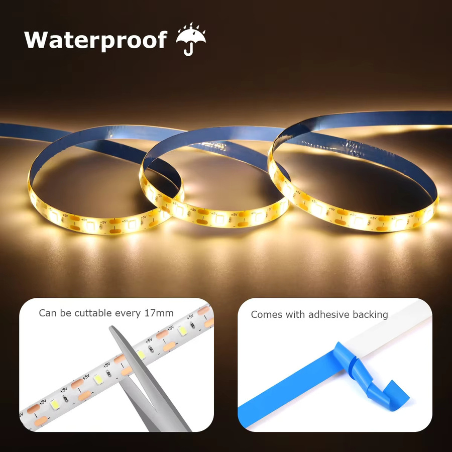 Gyarfas LED-Streifenlicht USB 5V mit PIR-Bewegungssensor und einstellbarer Verzögerungszeit, wasserdicht, ideal für Küche, Schlafzimmer und Korridor - Bild 5