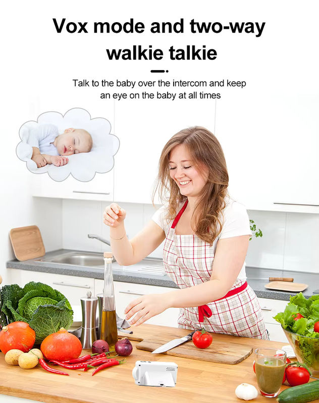 DANMINI Babyphone mit Videoüberwachung, Infrarot-Nachtsicht und Zwei-Wege-Audio Sprach-Gegensprechanlage in Weiß - Bild 4