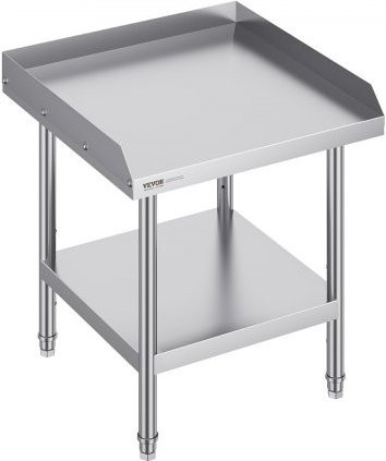 VEVOR Arbeitstisch aus Edelstahl mit 3-seitigem Spritzschutz und einstellbarer Höhe, Farbe: Silber, B/T/H: 61,0 x 61,0 x 66,0 cm - Bild 1