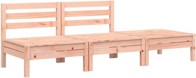 vidaXL Gartensofa 3-Sitzer aus Massivholz Douglasie in Braun mit passendem Ottoman, B/T/H: 190,5 x 63,5 x 62,5 cm - Bild 1