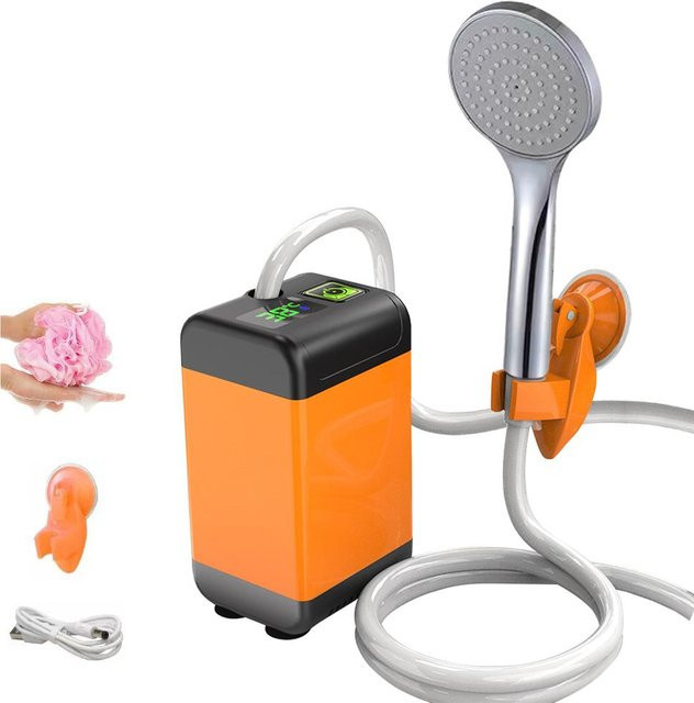 TOMTOP JMS Elektrische Outdoor-Camping-Duschpumpe mit intelligenter Digitalanzeige in Orange - Bild 1