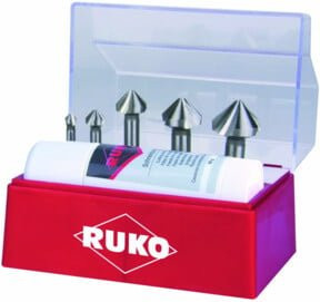 RUKO Kegel- und Entgratsenker-Satz DIN 335 Form C 90 Grad aus HSS in Silber für Aluminium - Bild 1