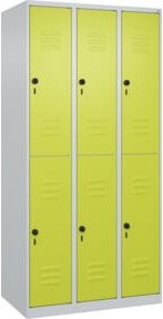C+P Doppelstock-Spind Classic PLUS mit 3 Abteilen, Lichtgrau, H x B x T: 185 x 90 x 50 cm, mit Sicherheits-Drehriegel und Garderobenstange - Bild 1